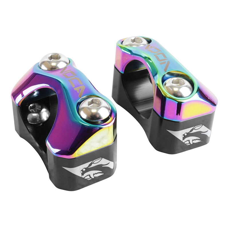 Pontet de guidon Voca Racing UNIVERSEL HB28 V2 ALU CNC ADAPTATEUR DIAM 28,6mm - NEO CHROME ENTRAXE FIXATION 32,20 A 34,80mm PAIRE